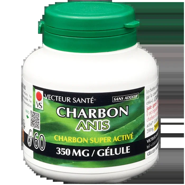 Carbón activado+anís-60 cápsulas-Vector de salud