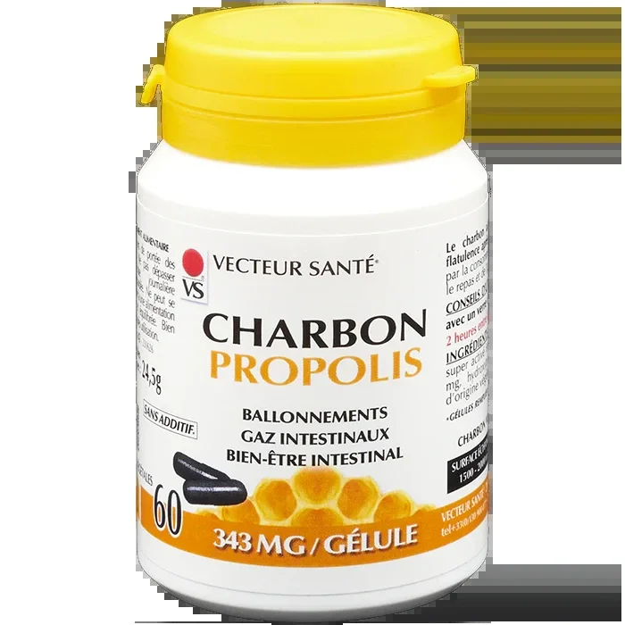 Carbón activado propóleo-60 cápsulas-Vector de salud