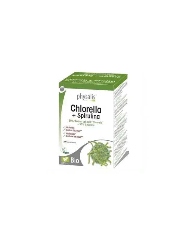 Chlorella con Espirulina ECO vegan de Physalis, 200 comprimidos