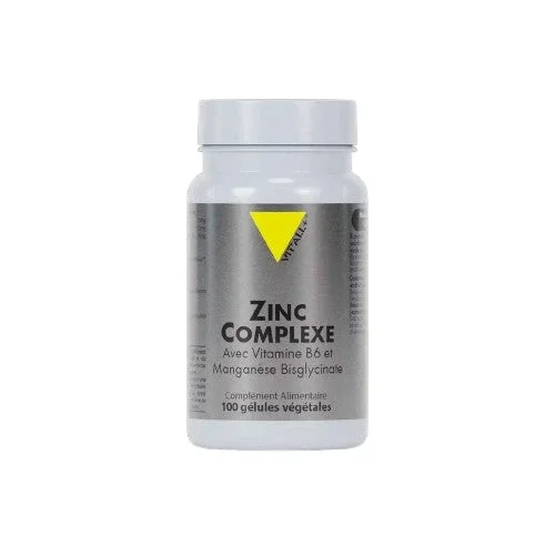 Complejo de Zinc (Zinc, Vitamina B6, Manganeso) – 100 cápsulas – Vit’all+