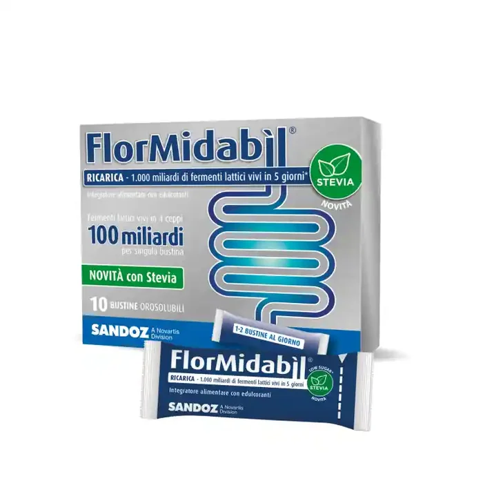FlorMidabìl Recarga Con Stevia Sandoz 10 Sobres