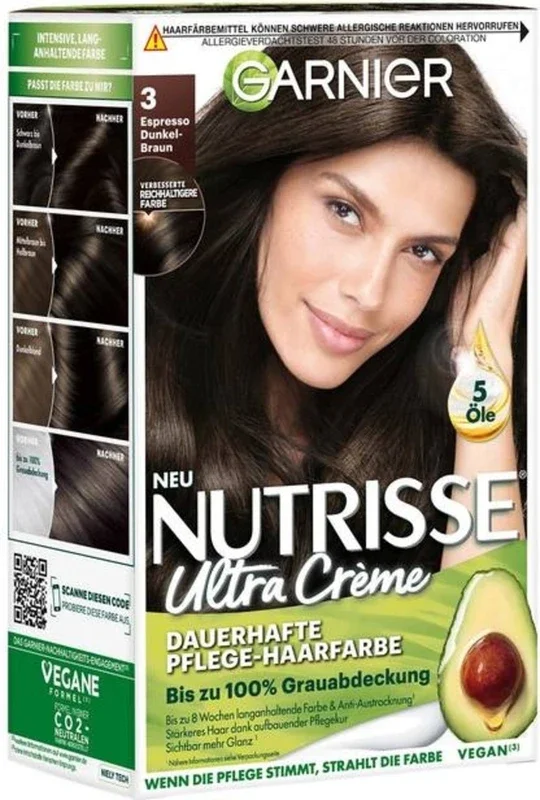 GARNIER Nutrisse Ultra Crème – Coloración Permanente, 30 Espresso / Castaño Oscuro