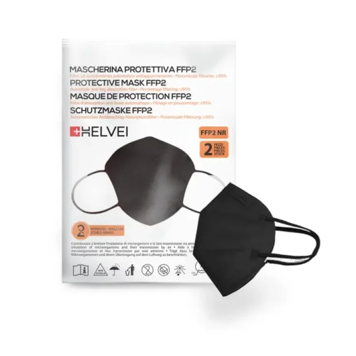 Mascarilla Helvei FFP2 Negra 2 Mascarillas