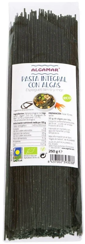 Pasta Integral con Algas – Espagueti · Algamar · 250 gramos