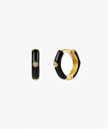 Pipía pendientes Aros Malibú Negros Oro – 1 unidad