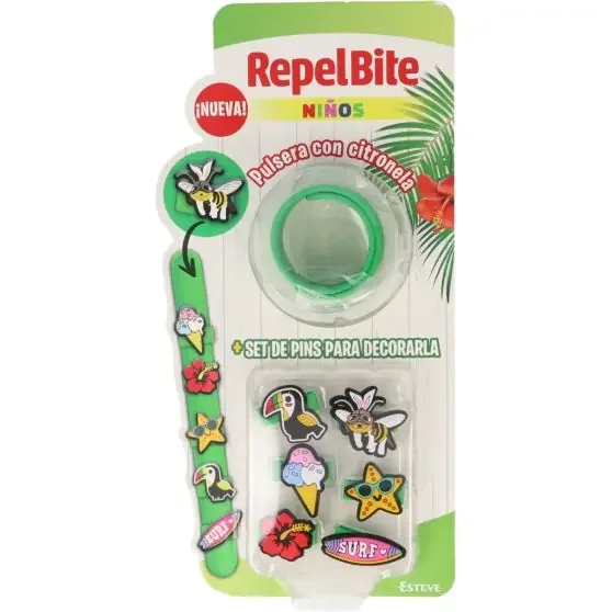 Repel Bite Pulsera Niños Con Citronela + Pins Decorativos