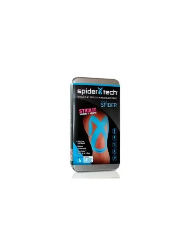 Vendaje precortado para rodilla azul de SpiderTech, 6 unidades